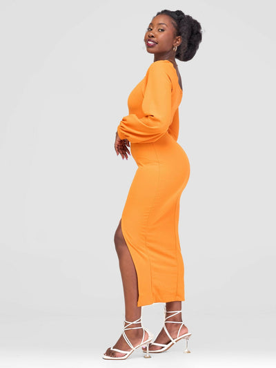 Stylish Sisters Bodycon Dress - Orange - Shopzetu