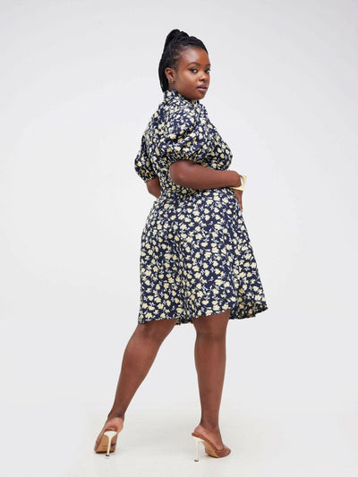 Purple Thread Taratibu Dress - Navy Blue Floral - Shopzetu
