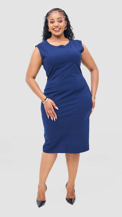 Lizola Adalee Bodycon Dress - Navy Blue - Shopzetu