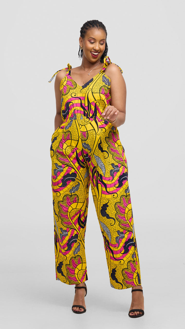 Naburi Palazzo Jumpsuit - Yellow Print