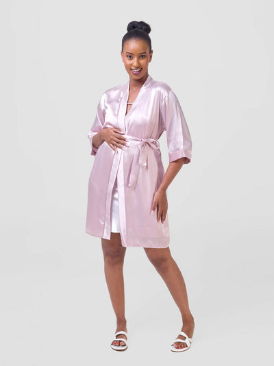 Iristyle Satin Short Robe - Champagne - Shopzetu