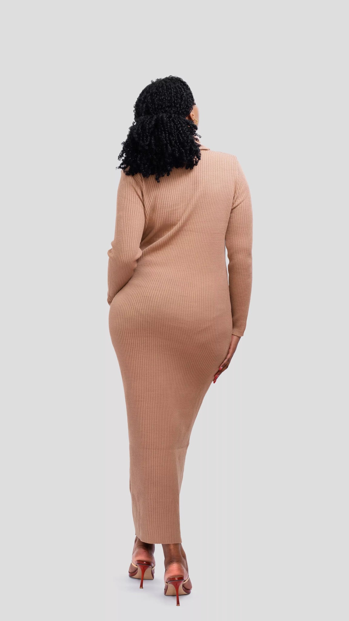 The Fashion Frenzy Pollneck Bodycon - Khaki - Shopzetu