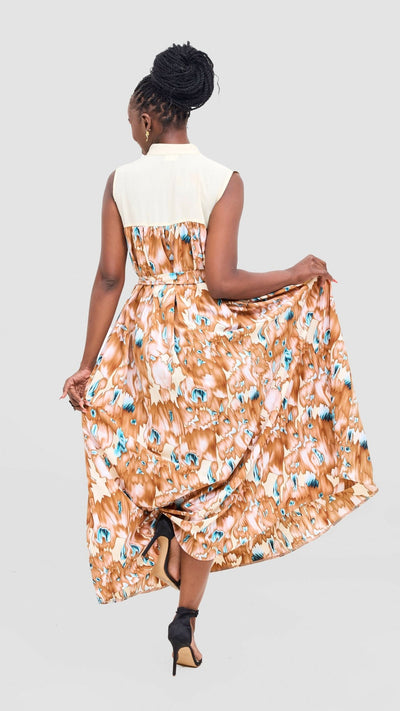 Rimyel Limited Button Dress - Cream / White Floral - Shopzetu