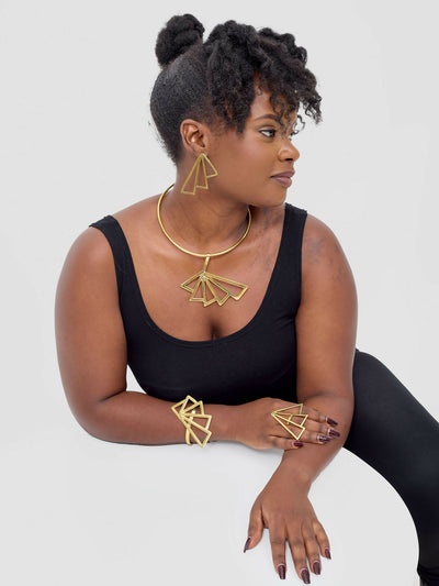 Purely Brass Johari Jewelry Set - Brass - Shopzetu