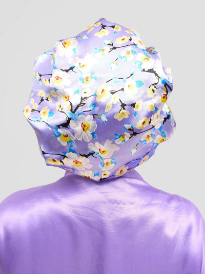 Satin Revolution Silk Meets Satin Tie Bonnet - Lilac - Shopzetu