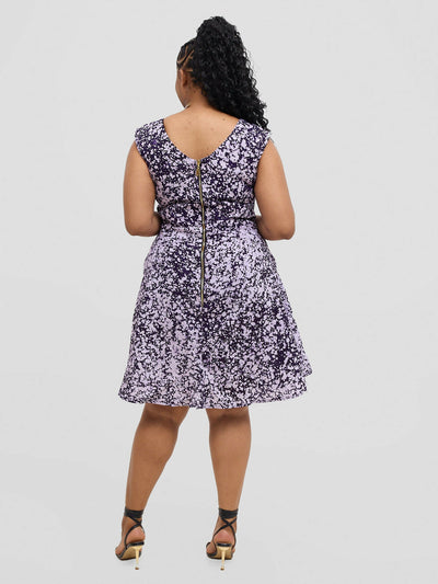 The Fashion Frenzy Raha Skater Dress - Purple - Shopzetu
