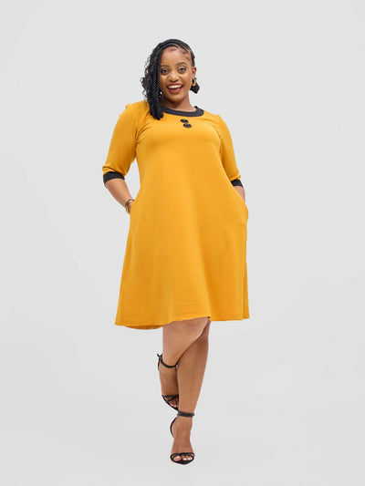 Jolly Fancy Wear Sofi Shift Dress - Mustard - Shopzetu