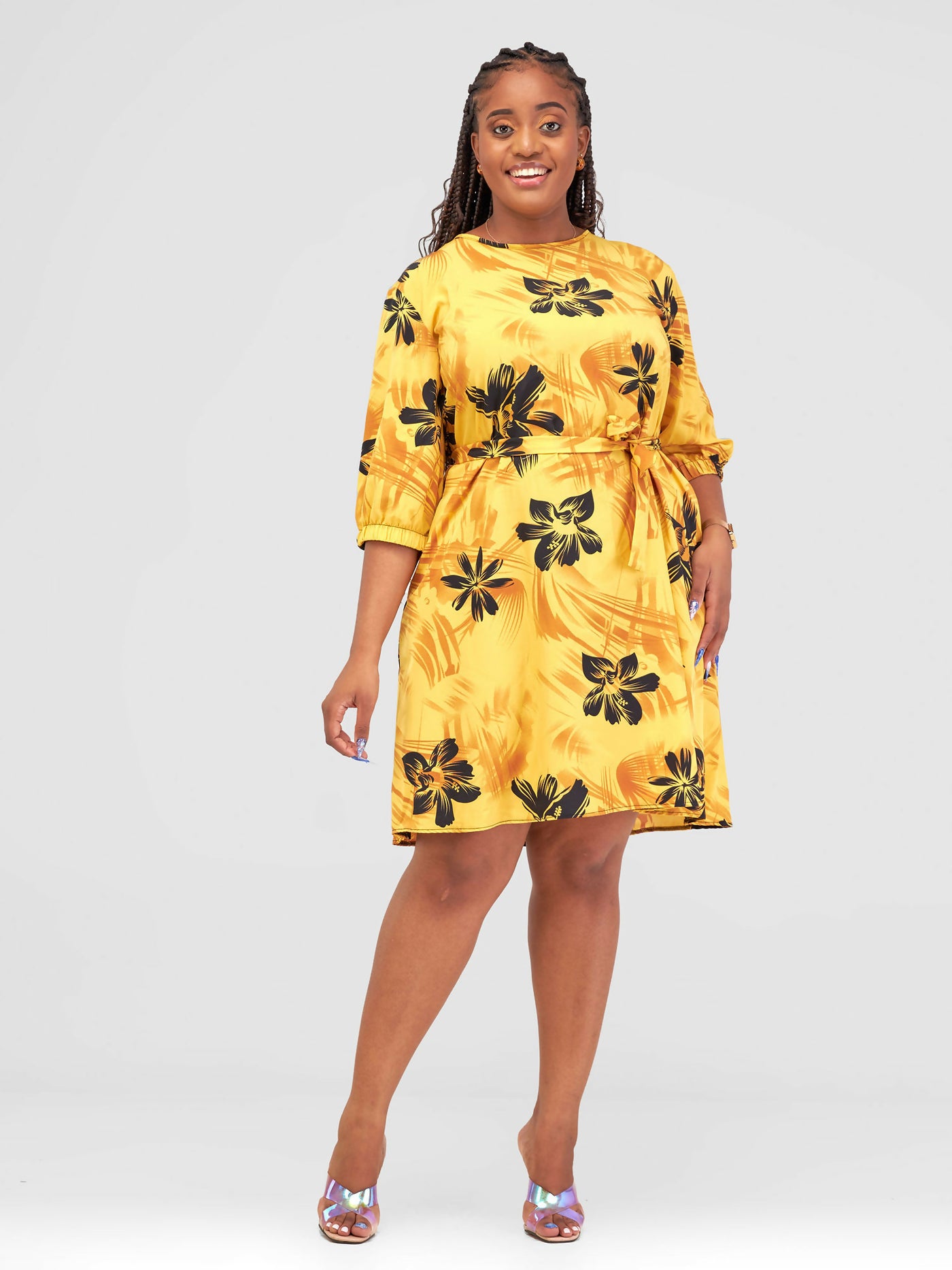 Lizola Dinah Shift Dress - Mustard / Yellow - Shopzetu