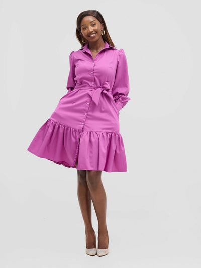 Cuttfitt Shirt Dress - Purple - Shopzetu