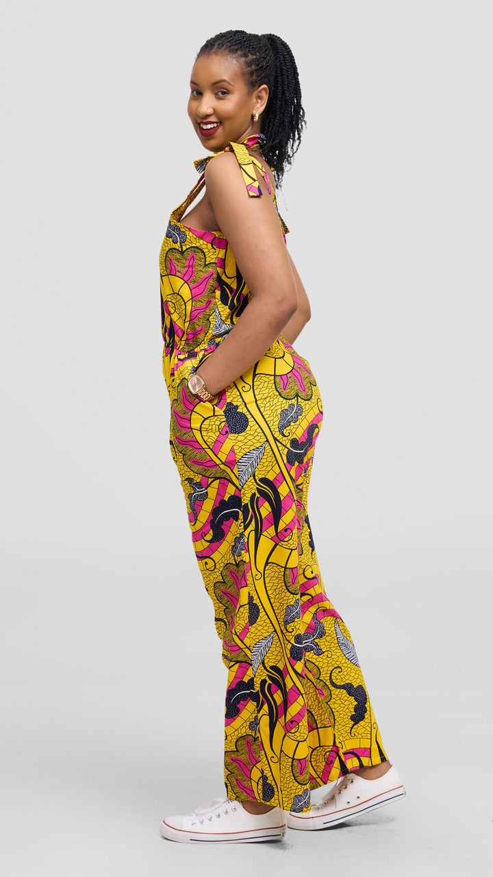 Naburi Palazzo Jumpsuit - Yellow Print