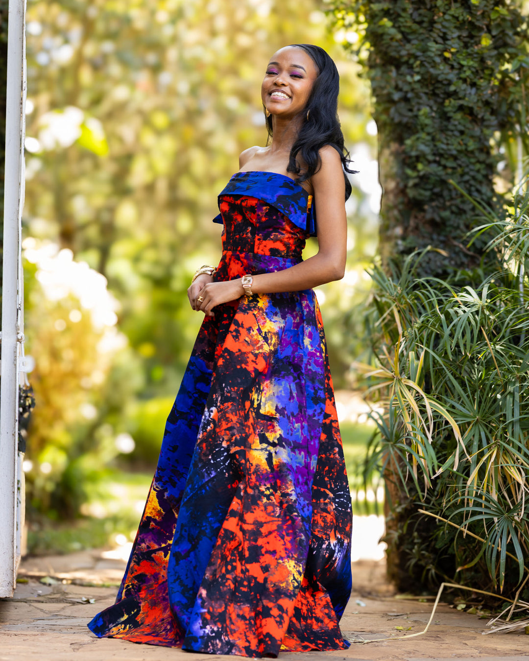 Afriwia Sunset Maxi Dress - Blue Print