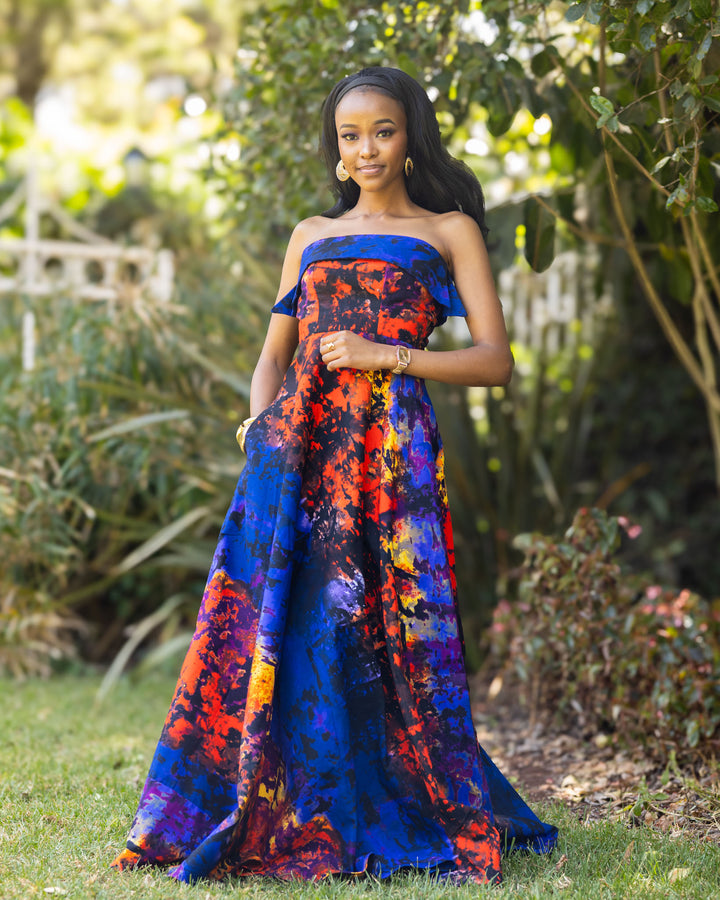 Afriwia Sunset Maxi Dress - Blue Print