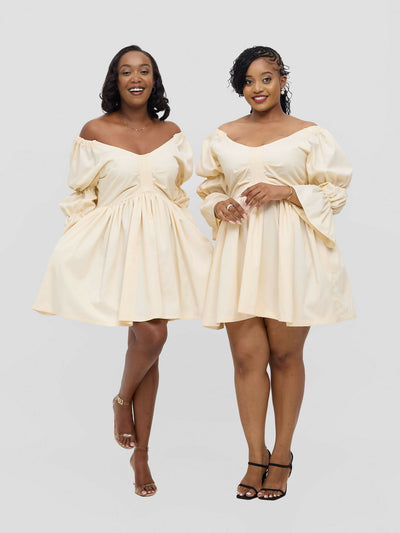Busara Dress - Cream / White - Shopzetu