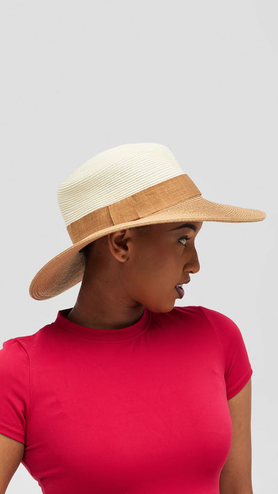 Accessorize With Style Premium Ribbon Panama Hat - Brown
