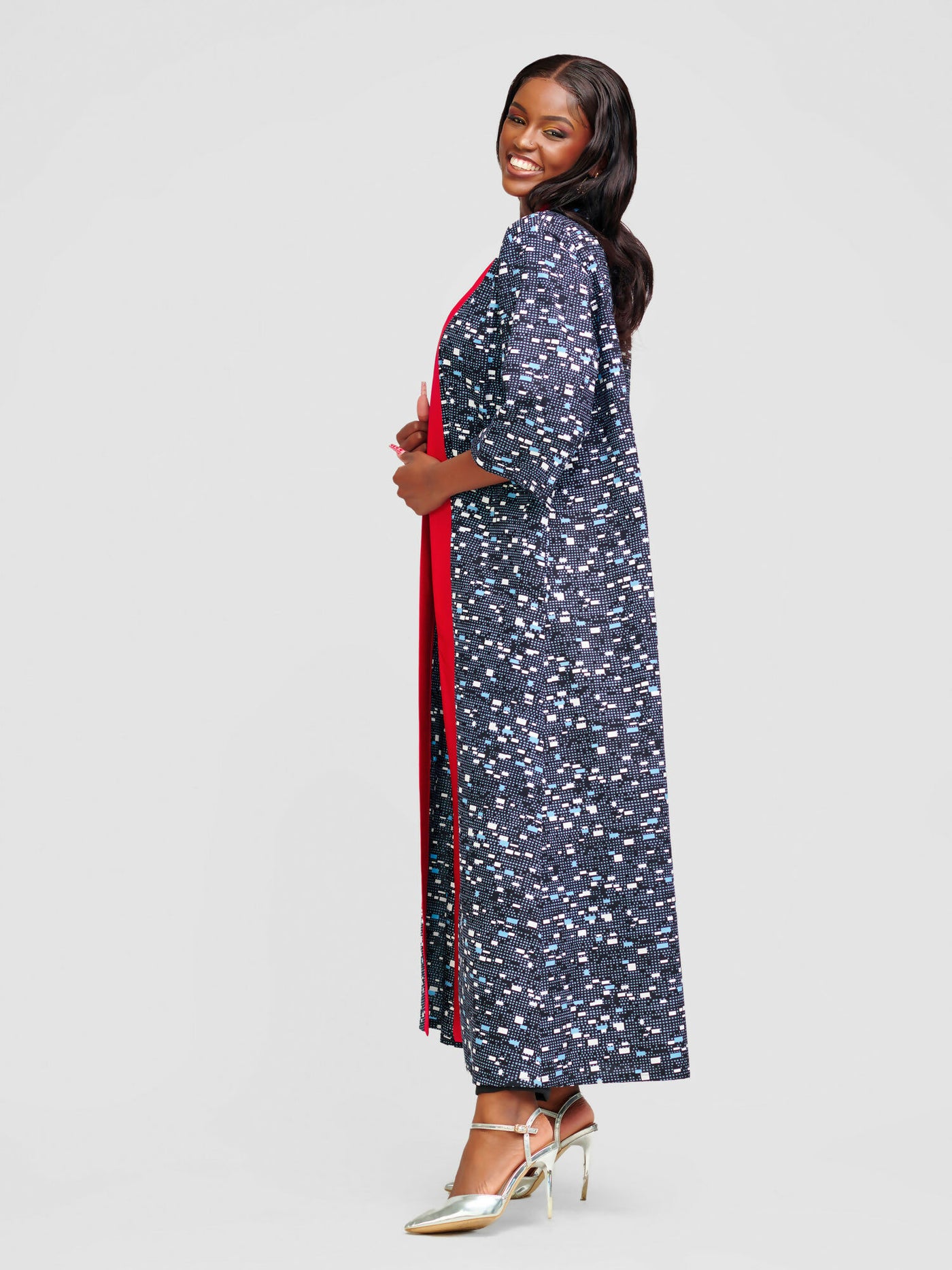 Tuli Adira Ankara Kimono - Blue / Red - Shopzetu