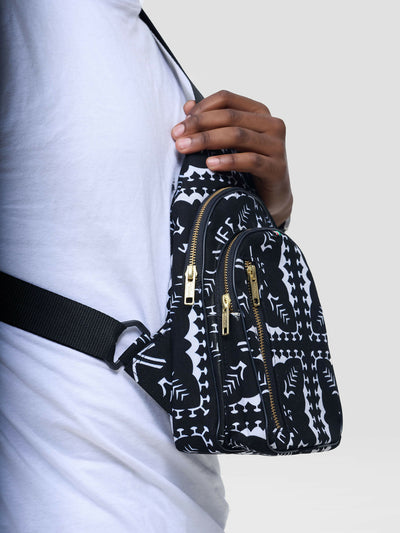 Taji Crossbody Bag - Black / White - Shopzetu