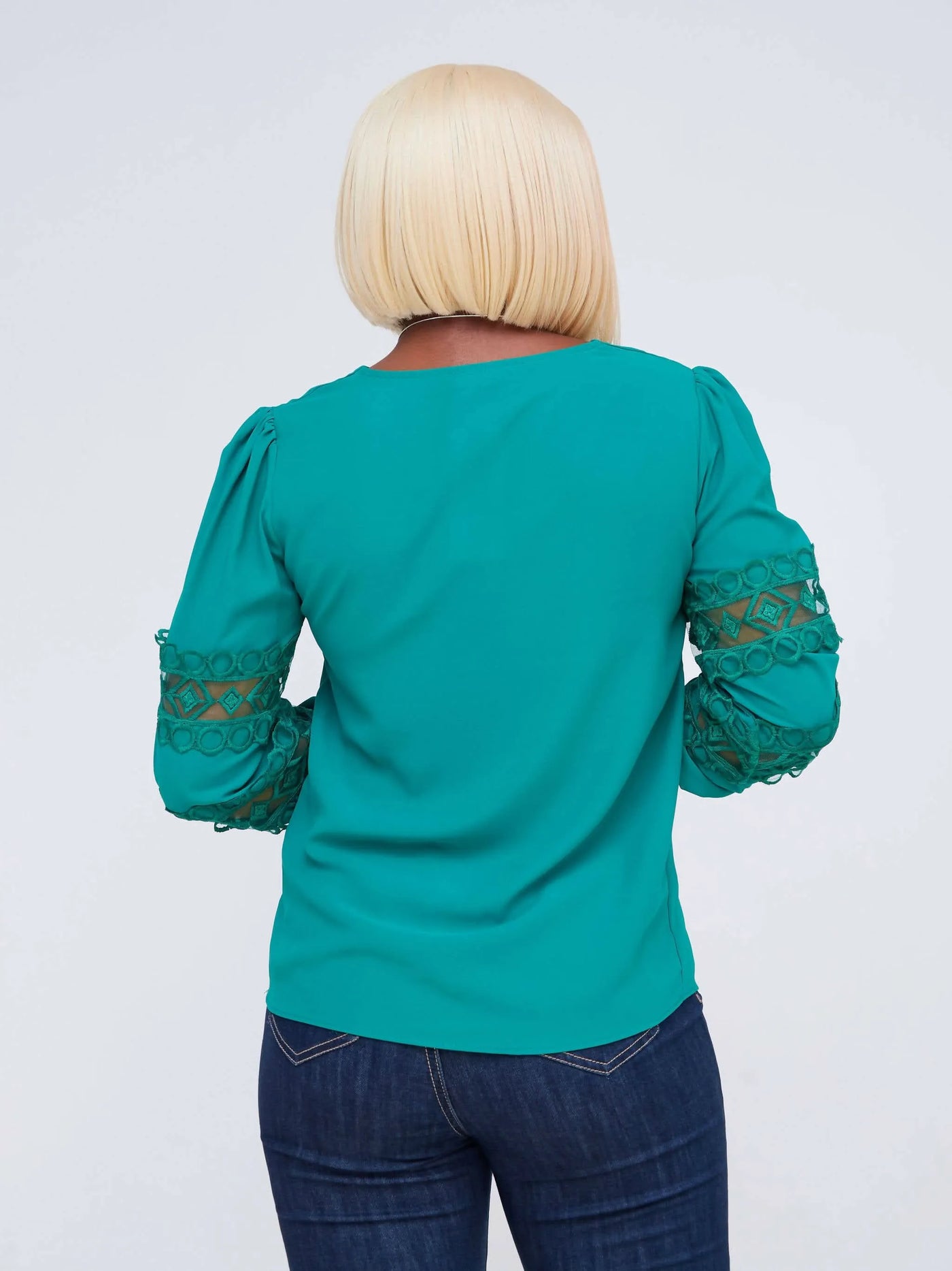 The Fashion Frenzy Laced Blouse - Jungle Green - Shopzetu