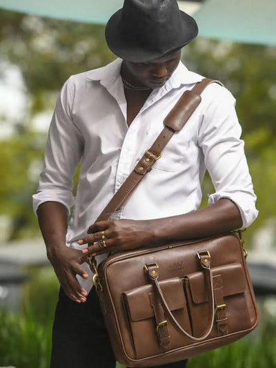 Wazawazi Apollo Briefcase Bag - Brown