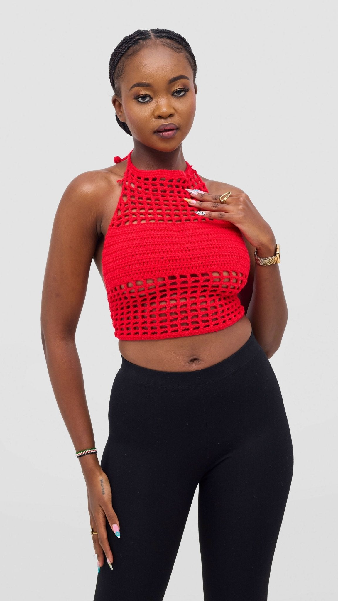 Brilliant Crotchets Halter Top - Red - Shopzetu
