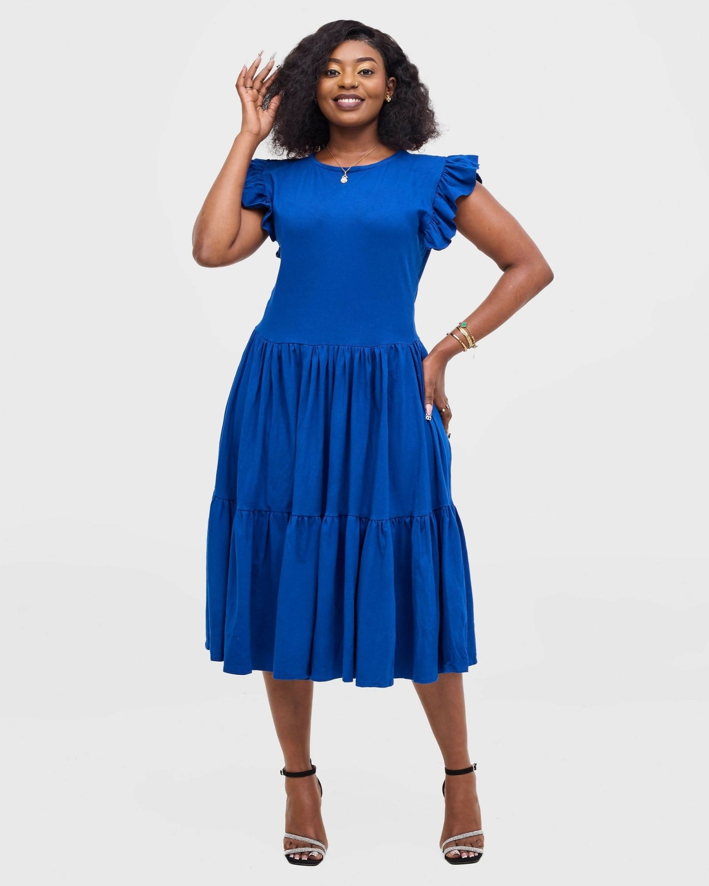 Gravio Aura Midi Dress - Blue - Shopzetu