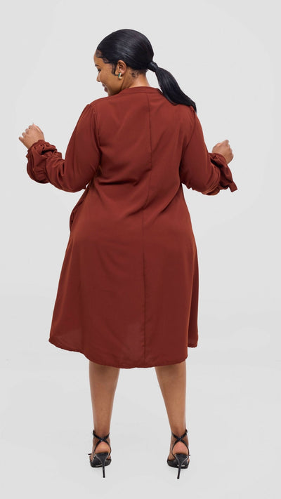 Lucille Couture Elaine Shirt Dress - Brown - Shopzetu