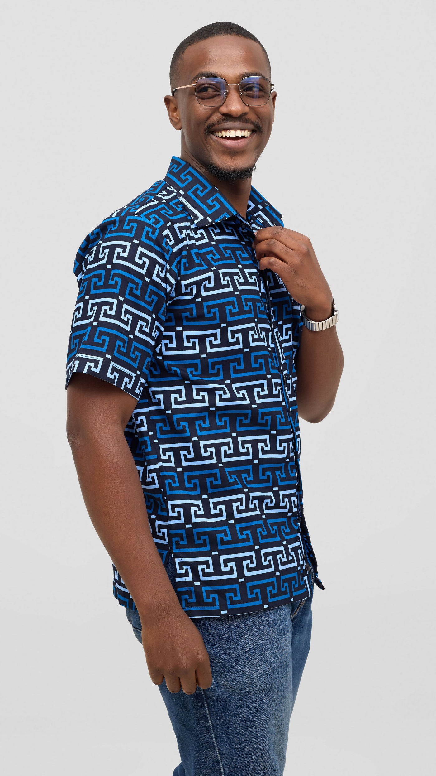 Rafiki Threads African Heritage Shirt - Blue Print