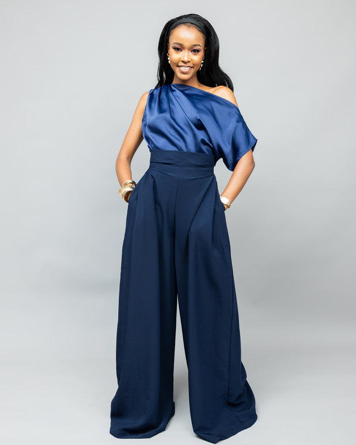 Afriwia Copper Palazzo Set - Navy Blue