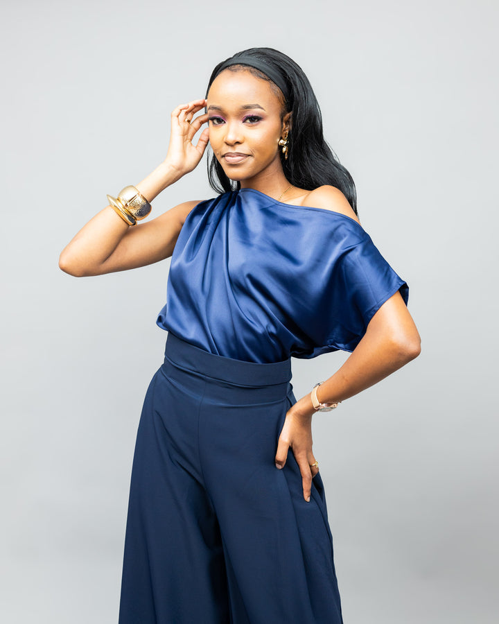 Afriwia Copper Palazzo Set - Navy Blue