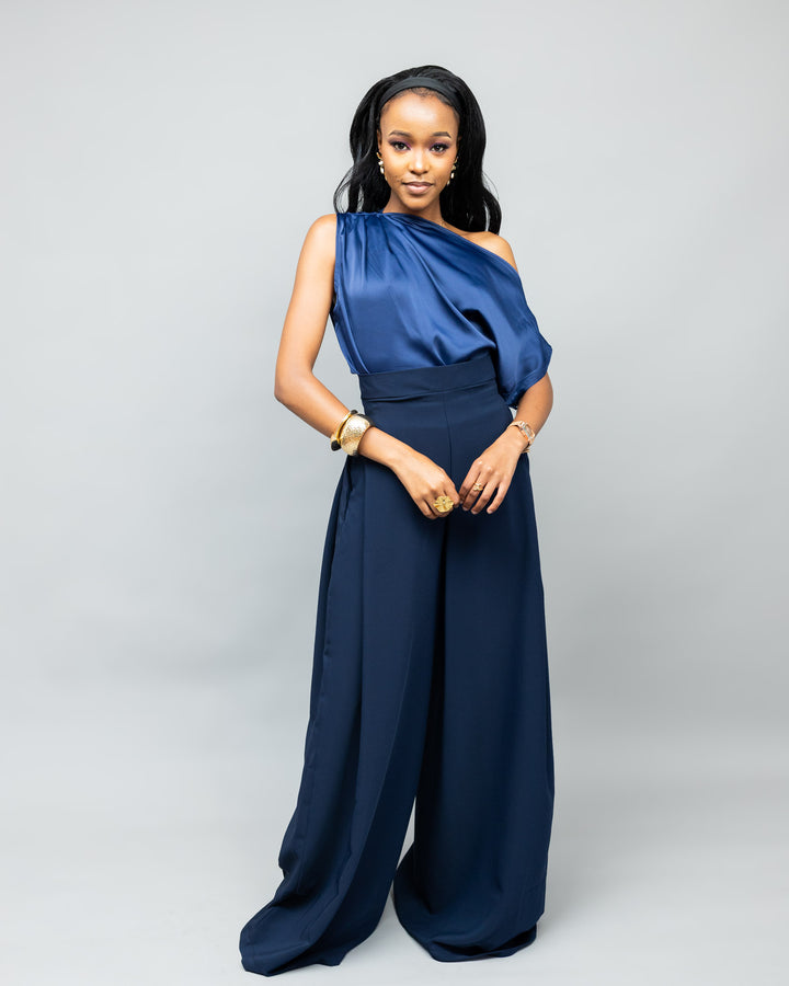 Afriwia Copper Palazzo Set - Navy Blue