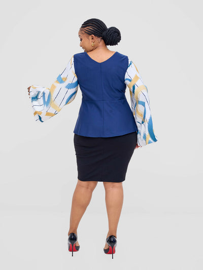 DnD Couture Didi Luxe Blouse Top - Navy Blue - Shopzetu
