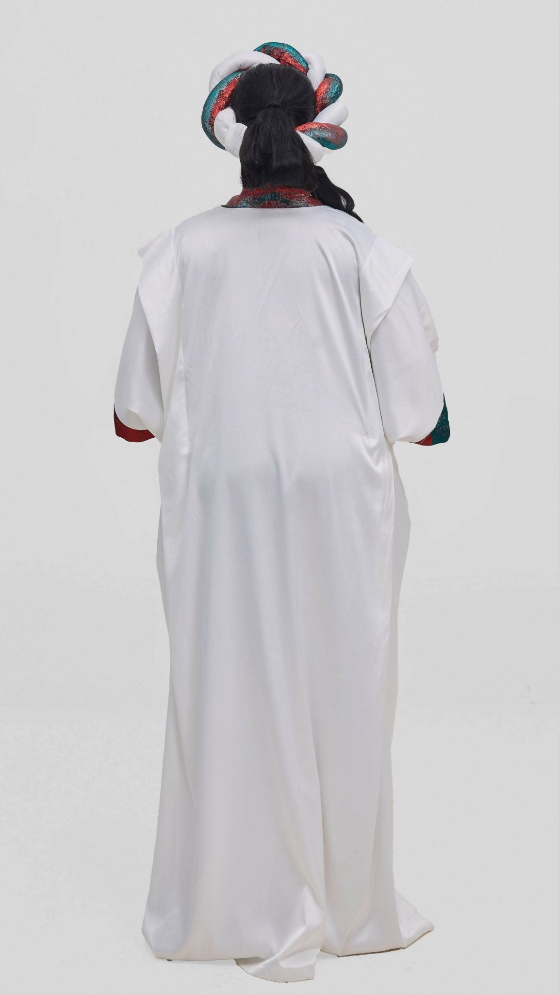 Hats And More Majestic Radiance Kaftan Dress & Matching Headwrap – White - Shopzetu