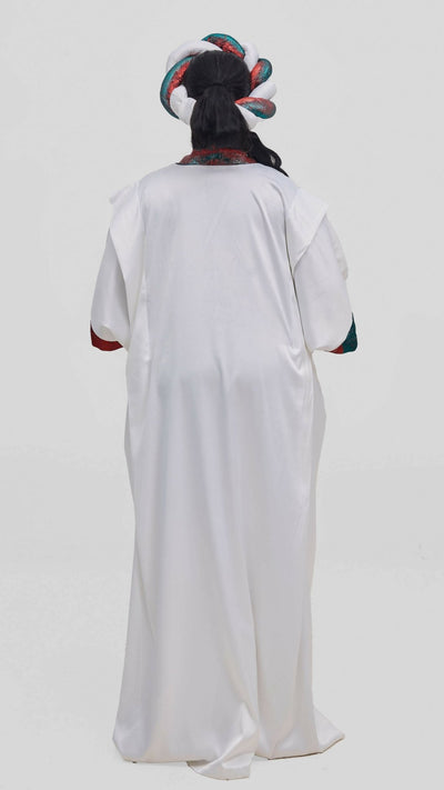 Hats And More Majestic Radiance Kaftan Dress & Matching Headwrap – White - Shopzetu