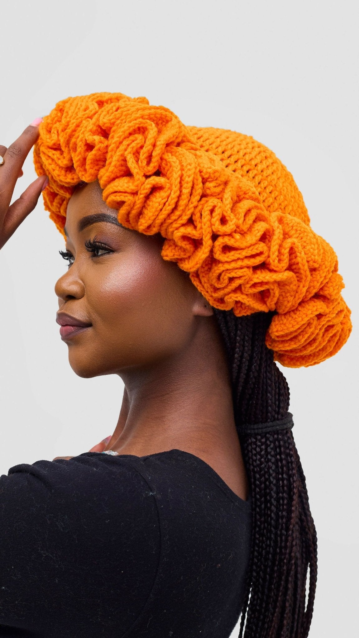 Brilliant Crotchets Ruffle Hat - Orange - Shopzetu