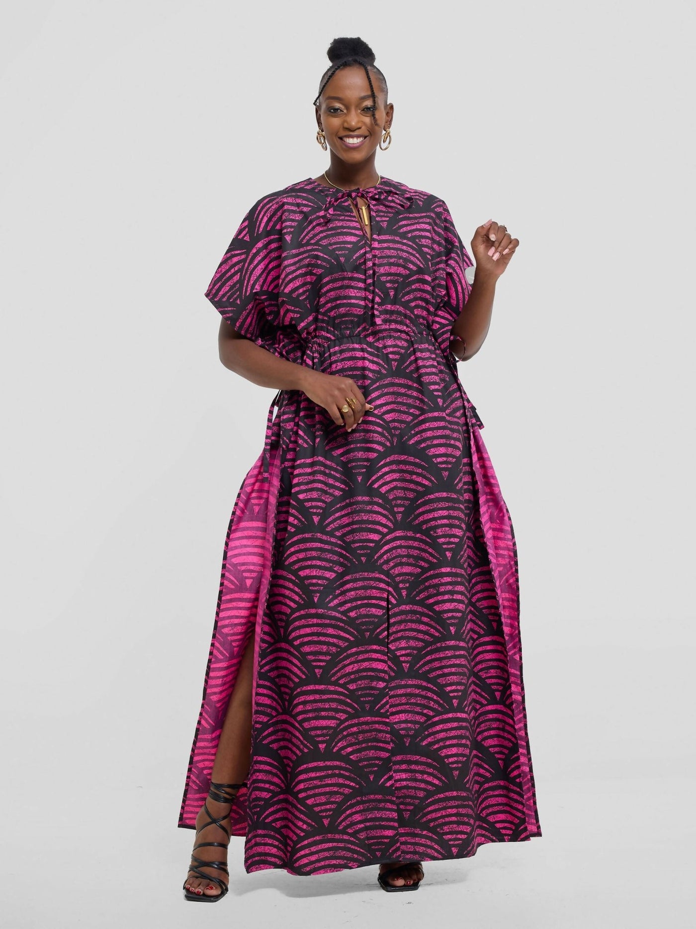The Textile Loft Kaftan Dress - Pink - Shopzetu