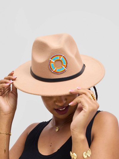 Umbo Collections Malkia Fedora Hat - Beige - Shopzetu