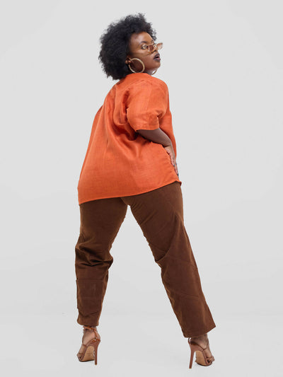 Kalungi Shwari Shirt Top - Burnt Orange - Shopzetu