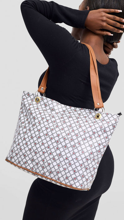 Mkenya Collections Tote Bag - White / Pink - Shopzetu
