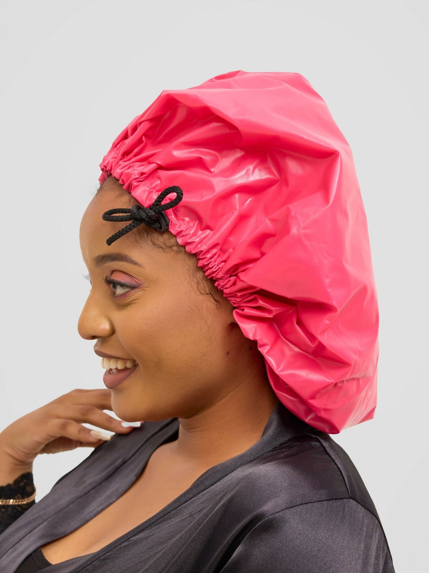 Satin Revolution Satin Lined Shower Bonnet - Pink - Shopzetu