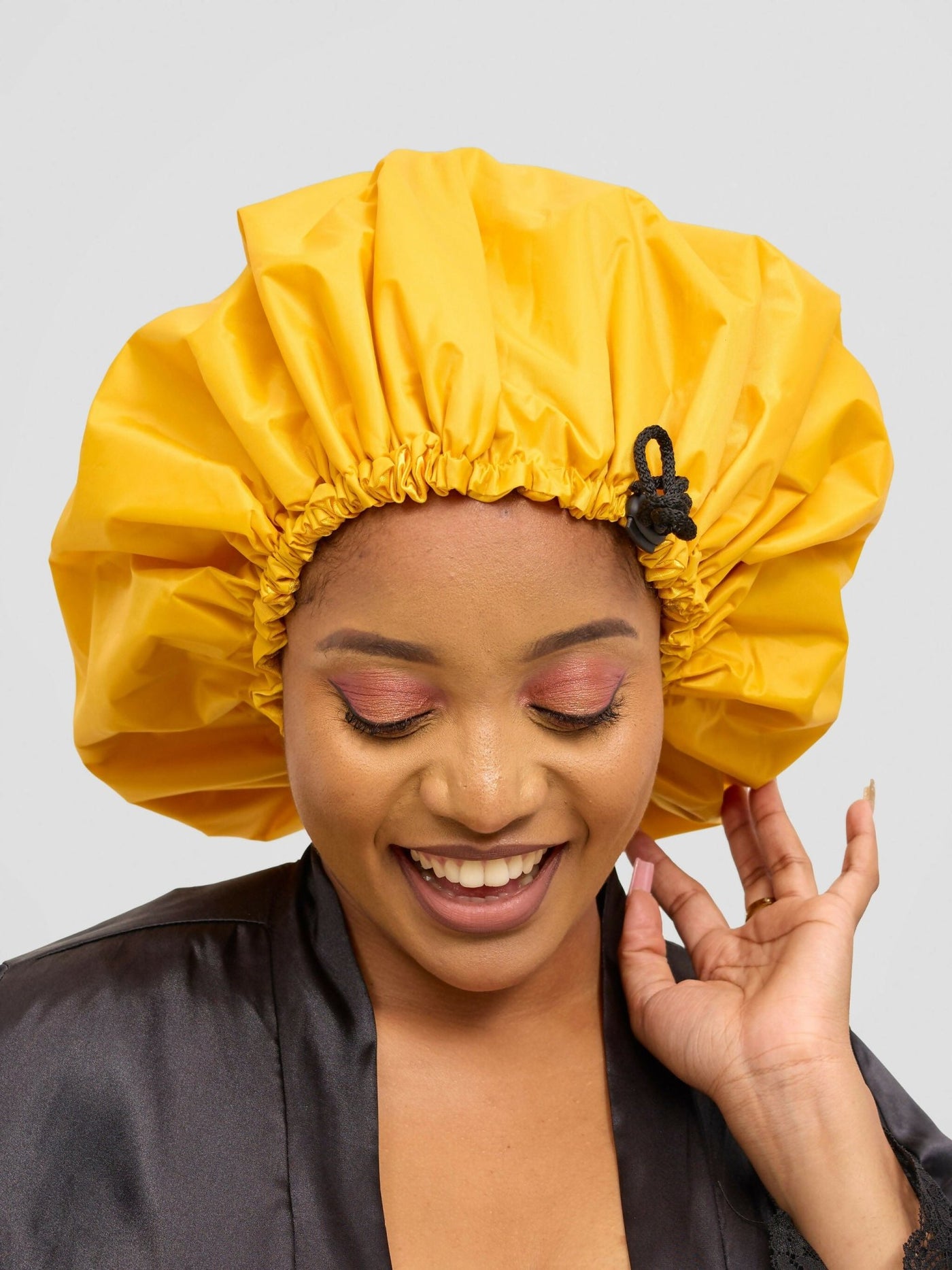 Satin Revolution Satin Lined Shower Bonnet - Mustard - Shopzetu