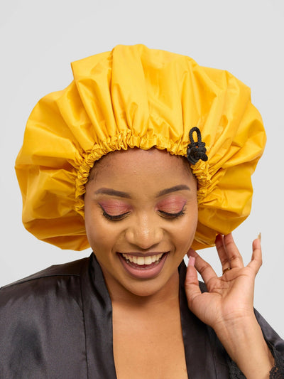 Satin Revolution Satin Lined Shower Bonnet - Mustard - Shopzetu