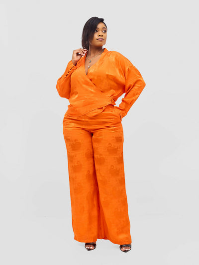 Elegance Fashion Pant Set - Orange - Shopzetu