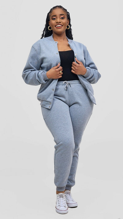 Timyt Urban Wear The Cozy Code Double Layered Set Hoddie & Pant - Light Grey - Shopzetu