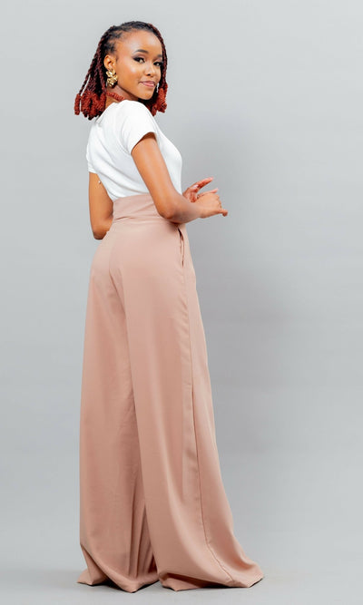 Afriwia Mrembo Wide Leg Pant - Nude - Shopzetu