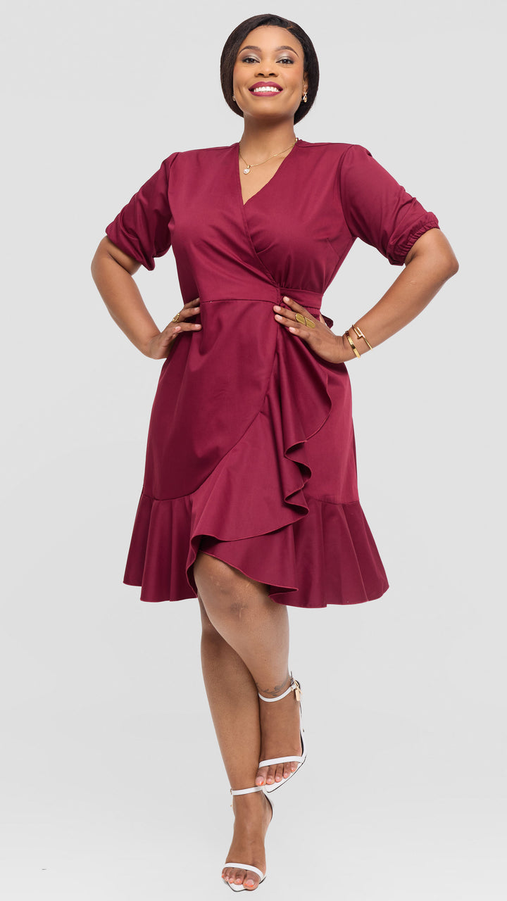 Lizola Vinikuba Wrap Dress - Maroon