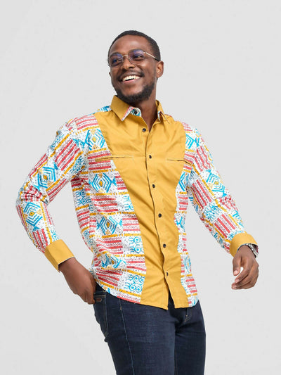 Mendilines Warm African Shirt - Yellow Print - Shopzetu