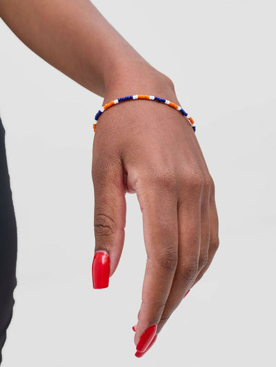 Dianaah J Beaded Bracelet - Navy / Orange - Shopzetu