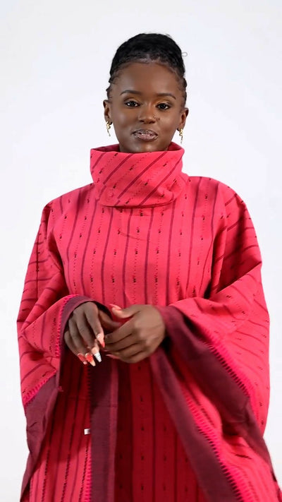 Rafiki Threads Coral Dera Dress - Coral Print - Shopzetu