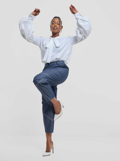The Textile Loft Barrel Pant - Navy Blue - Shopzetu