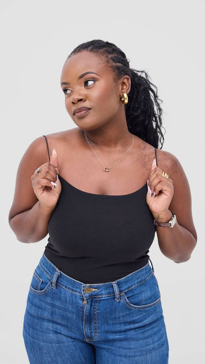 The Fashion Frenzy Spaghetti Tank Top - Black - Shopzetu