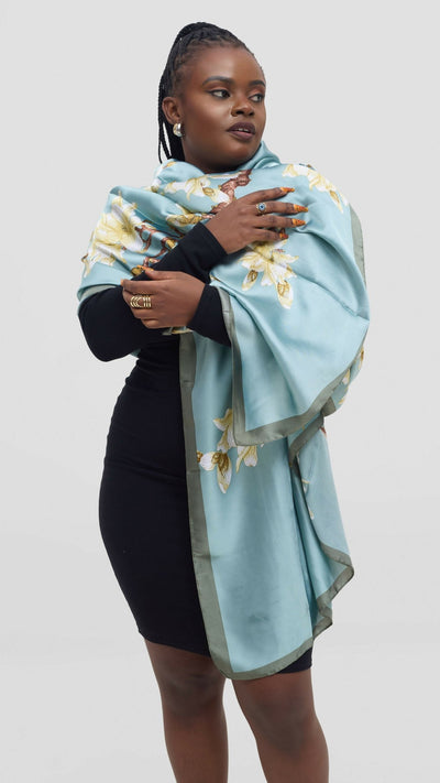 Afrodame Luxurious Silk Scarf - Blue - Shopzetu